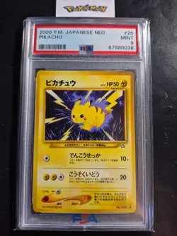 2000 Pokemon Japanese Neo #25 Pikachu PSA Mint 9 - Image 1