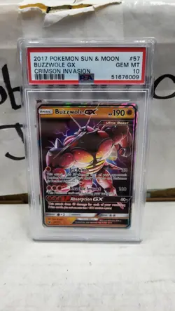 2017 BUZZWOLE GX SUN & MOON CRIMSON INVASION POKEMON TCG PSA 10 GEM MINT #57 - Image 2