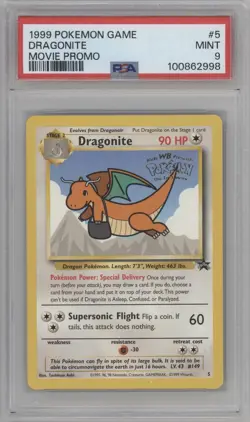 PSA 9 MINT 1999 POKEMON GAME MOVIE #5 DRAGONITE MOVIE PROMO - Image 1
