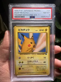 PSA 8 Snap Pikachu #25 1999 Japanese Pokemon Promo Trainer Magazine Vol 1 - Image 1