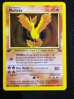 Pokemon Fossil 1st edition Moltres HOLO 12/62 in LP/NM condition - Image 1