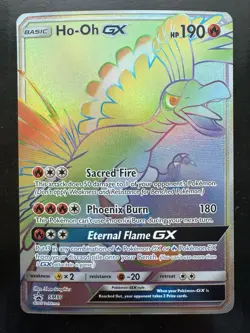 Pokemon HO-OH GX Sun & Moon Sm80 Black Star Promo Rainbow Rare (NM) - Image 1