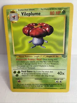 Pokemon TCG Vileplume 31/64 Jungle Unlimited Non-Holo Card MP WOTC 1999 Vintage - Image 1