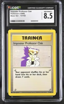 CGC 8.5 Imposter Professor Oak 1999 Base Set 73/102 Pokemon Card - Image 1