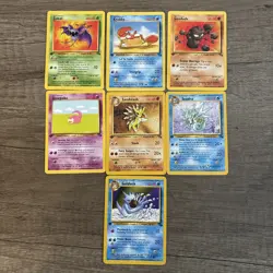 1999 Fossil 1st Edition 7 Card Lot! Golduck, Sandslash + More! Non-Holo LP-MP - Image 1