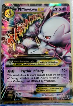 M Mega Mewtwo EX 64/162 XY Breakthrough Ultra Rare Holo Pokemon Card LP-NM - Image 1