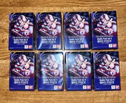 One Piece Card Game THE AZURE SEA'S SEVEN Double Packs (OP14-EB04) Lot of 8 NEW! - Image 1