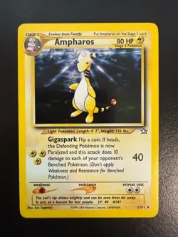 Pokemon TCG Ampharos Neo Genesis Holo Card Rare 1/111 - Image 1
