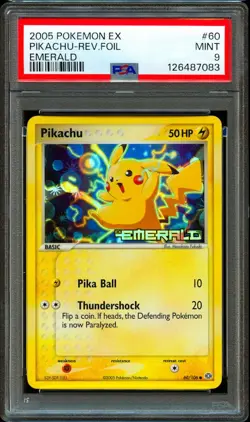 Pikachu 60/106 Pokemon Emerald Reverse Holo PSA 9 - Image 1