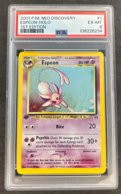 2001 Pokemon 1st Edition Espeon Holo Foil Neo Discovery 1/75 PSA 6 Fresh Grade - Image 1
