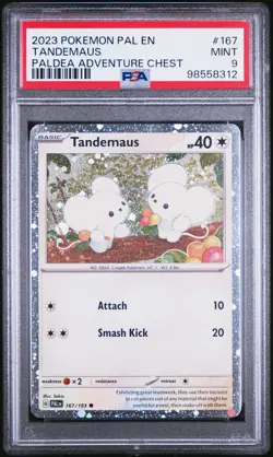 PokeMon TCG Tandemaus #167 Paldea Adventure Chest PSA 9 - Image 1