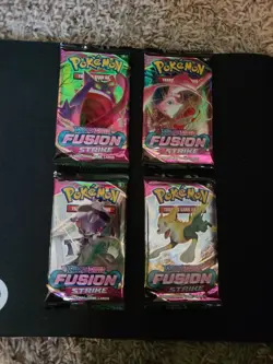 Pokemon TCG Fusion Strike 4 Sleeved Booster Packs Complete Art Set, New Sealed - Image 1