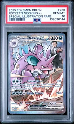 2025 POKEMON DRI EN-DESTINED RIVALS #233 ROCKET'S NIDOKING EX PSA 10 - Image 1
