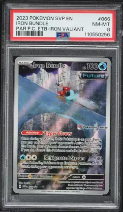 PSA 8 Iron Bundle Pokemon Center Stamped ETB Promo Paradox Rift Pokemon #066 - Image 1