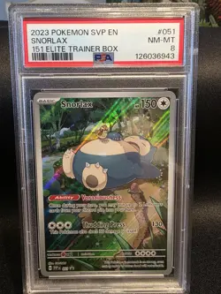 Pokemon Snorlax 051 PSA 8 NM-Mint 151 Elite Trainer Box Promo SVP en 2023 - Image 2