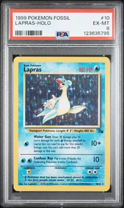 LAPRAS 1999 Pokemon Fossil Holo #10 PSA 6 - Image 1