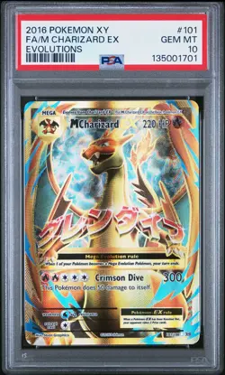 2016 POKEMON XY EVOLUTIONS #101 FULL ART/M CHARIZARD EX PSA 10 - Image 1