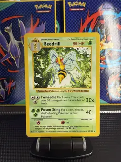 Beedrill 17/102 Rare Non Holo Shadowless Base Set Unlimited WOTC Vintage LP - Image 1