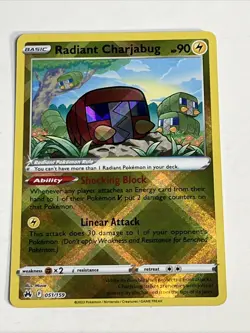 Pokemon TCG Radiant Charjabug Sword & Shield - Crown Zenith 051/159 Holo Radiant - Image 1