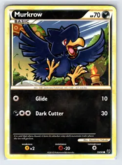 Murkrow 59/90 2010 Undaunted Set Pokemon Card Uncommon - Mp - Image 1