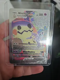Mimikyu Vmax Silver Foil Fan Art Vinyl Textured Collector Pokemon Card - Image 1