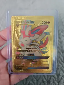 Sylveon GX Gold Foil Fan Art Vinyl Textured Collector Pokemon Card - Image 1