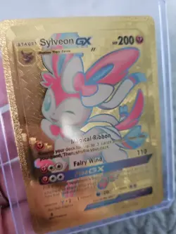 Sylveon GX Gold Foil Fan Art Vinyl Textured Collector Pokemon Card - Image 3