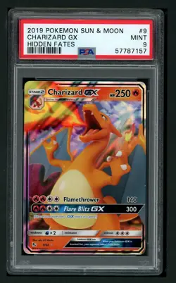 Pokemon PSA 9 Mint 2019 Charizard GX Hidden Fates Sun & Moon Holo 9/68 - Image 1