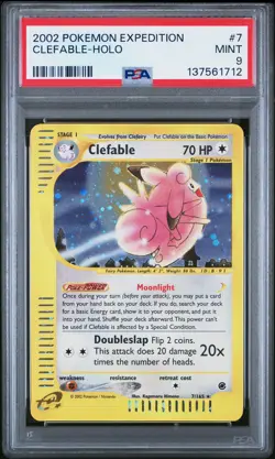 2002 Pokemon Expedition #7 Clefable Holo PSA 9 MINT - Image 1