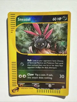 Sneasel 110/147 Reverse Holo Aquapolis MP Rare 2002 WOTC Pokemon - Image 1