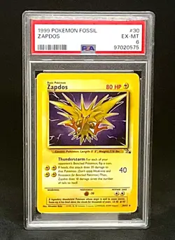 1999 POKEMON FOSSIL ZAPDOS #30/62 PSA 6 EX/MT - Image 1