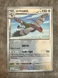 Unfezant (Master Ball Pattern) 073/086 Pokemon SV: Black Bolt Holo Uncommon NM - Image 1
