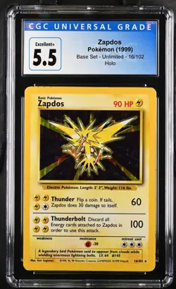 Pokemon 1999 TCG Zapdos Base Set 16/102 Holo Unlimited Holo Rare CGC 5.5 - Image 1