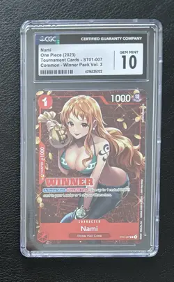 CGC Gem Mint 10, One Piece 2023 Nami Winner Pack Volume 3 Promo - Image 1