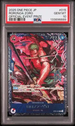 2025 ONE PIECE JPN PROMOS OFFICIAL EVENT PRIZE #015 RORONOA ZORO PSA 10 - Image 1