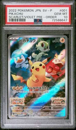 PSA 10 GEM MINT Pikachu 001/SV-P SV Promo Japanese Pokemon Card - Image 1