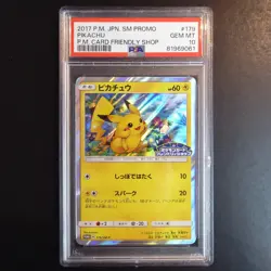 PSA 10 Japanese Pikachu Promo 179/SM-P Card Friendly Shop 2017 Gem Mint Pokemon - Image 1