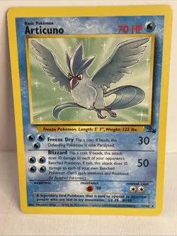 Pokemon TCG Articuno Card 17/62 Fossil Unlimited Non-Holo Rare, Vintage MP - Image 1