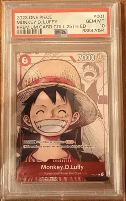 2023 ONE PIECE PREMIUM CARD COLLECTION 25TH EDITION 001 MONKEY D. LUFFY PSA 10 - Image 1