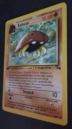 1st Edition Fossil Kabuto 50/62 Pokemon Card WOTC Vintage LP - Image 2