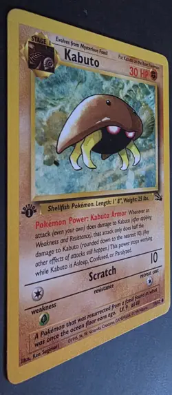 1st Edition Fossil Kabuto 50/62 Pokemon Card WOTC Vintage LP - Image 3