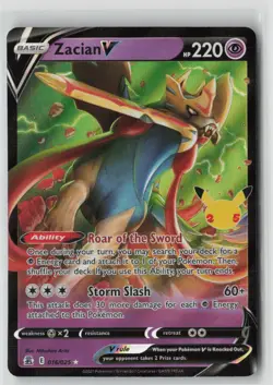 Pokemon Zacian V #016/025 Celebrations Near Mint or Better - Image 1