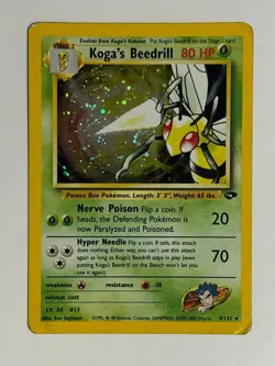 Pokemon TCG Koga's Beedrill 009/132 Unlimited Holo Rare Gym Challenge DMG - Image 1