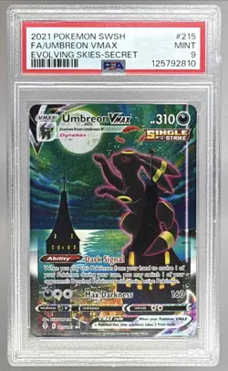 125792810 Umbreon VMAX 2021 Pokemon Sword & Shield Evolving Skies #215/203 PSA 9 - Image 1