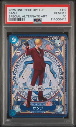 PSA 10 Sanji SEC OP06-119 SP Parallel A Fist of Divine Speed ONE PIECE Japanese - Image 1