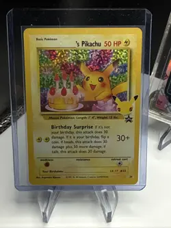 Birthday Pikachu 24 Holo Black Star Celebrations Promo Pokemon Card NM - Mint - Image 1