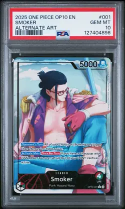 2025 One Piece Card Game Smoker Alternate Art OP10-001 PSA 10 - Image 1