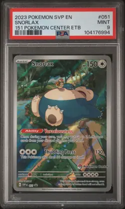 PSA 9 MINT Snorlax 051 Pokemon Center ETB Exclusive Stamp Promo Pokemon 151 - Image 1