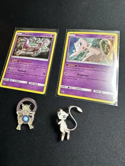 2019 Pokemon TCG Hidden Fates Mew Mewtwo Collection Pin and Promo - Image 1