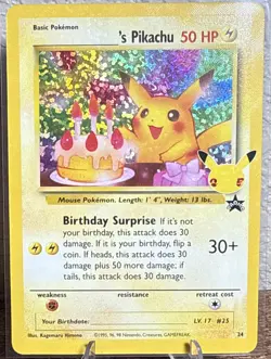 Birthday Pikachu Holo 24 Celebrations Classic Collection Pokemon 2021 MINT - Image 1